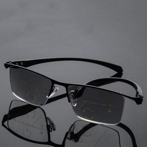 Fashion Free Form Progressive Multifocal Reading Glasses Men Transition Presbyopic Eyewear Square Anti Blue Light Male Magnifier