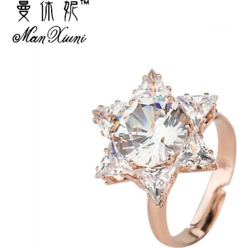 Trendy Women Adjustable Rings Shining Zircon Fashion Jewelry Chic Wedding Rings
