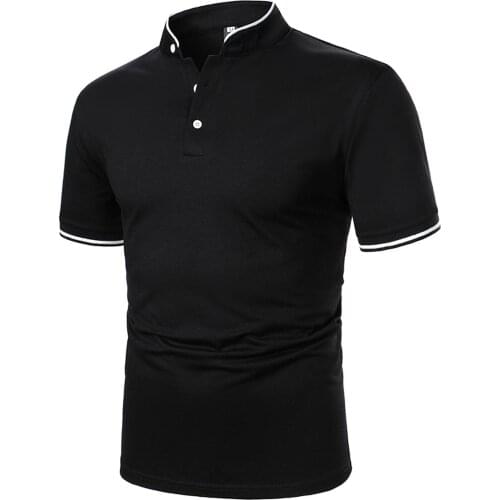 54# Men Polo Shirt Short Sleeve Summer Casual Slim Fit Solid Color Button Short-sleeved Polo Shirt Men Clothing Shirt Chemise