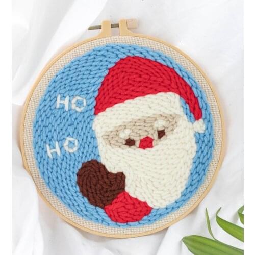 Russian Punch Needle Embroidery Kit with Yarn&Hoop&Scissors for DIY Beginners Home Decoration Easy Needlework Wool Room Decor