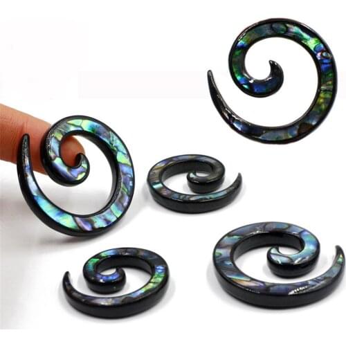 2019 NEW Arrival 1 Pair Pearl Shell Spiral Ear Gauge Snails Ear Stretcher Plug Tunnel Body Piercing Fashion Women Jewelry 0G 2G