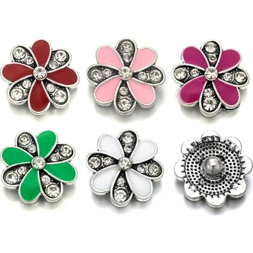 Wholesale w440 Flower 3D 18mm 20mm metal snap button for Bracelet Necklace Interchangeable Jewelry Women accessorie findings