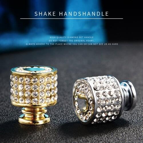 Crystal cabinet drawer black handle European modern minimalist light luxury wardrobe door gold diamond single hole handle