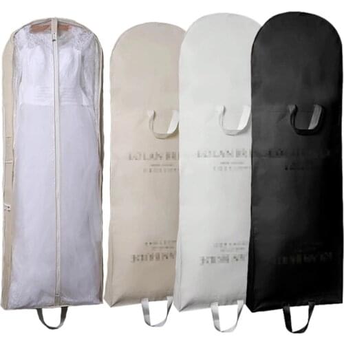 180CM Dustproof Non-Woven Bridal Dress Gown Protection Cover Wedding Dress Garment Bag Storage Bags White Beige Black Print LOGO
