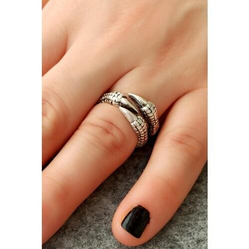 Antique Silver Plated 3 Spiked Claw Shaped Handmade Adjustable Ring