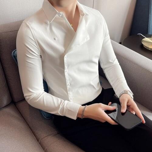 2021 British Style Long Sleeve Shirt Men Clothing Fashion Autumn Business Formal Wear Chemise Homme Slim Fit Camisa Masculina