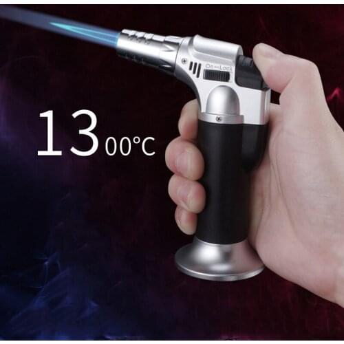 Jet Torch Lighter Refillable Kitchen Butane Gas Lighters with Safety Lock and Adjustable Flame for Desserts Creme Brulee BBQ