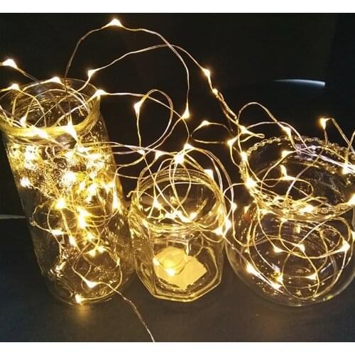 LED Room Light String Fairy Garland Battery Power Copper Wire Lights for Wedding Birthday Festoon Party for Home Decor 5 Colors