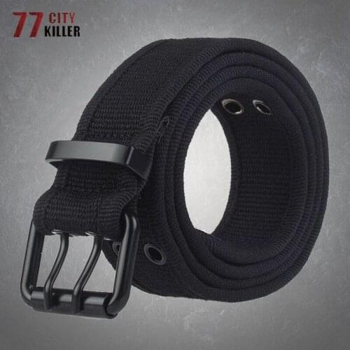 Tactical Adjustabl Belt Mens Outdoor Military Nylon Belt Casual Wild Cotton Thread Canvas Automatic Buckle Belt Mens and Womens