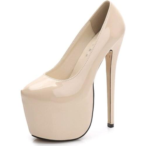 Large Size 35-44 Nightclub Shoes Women 18cm Ultra High Heels Pumps Patent Leather Platform Lady Shoes chaussure femme WSH4105