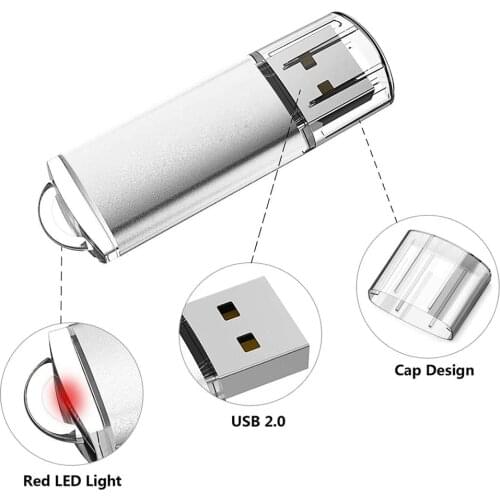 CW10029 USB Flash Drive High Speed USB 2.0 Pendrive Zinc Alloy Metal Jump Thumb Drive with Clear Cap for Windows 2003/XP/Vista/7