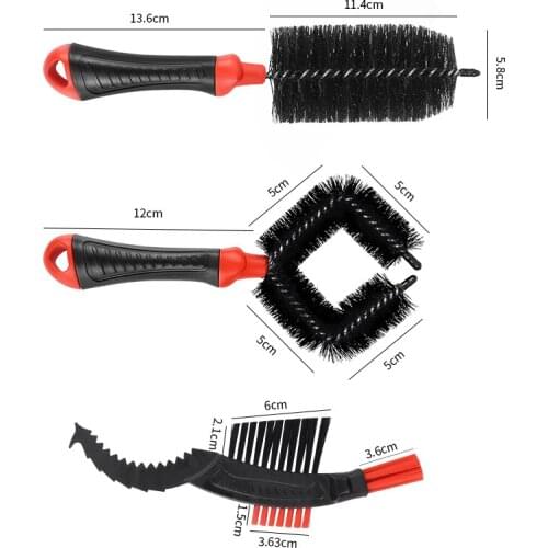 Bike Cleaning Brush Kit Including Wheel Chain Brush Tire Scrubber Component Brushes Tool Set for Bike Brush