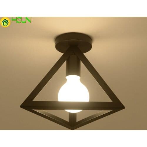 Fixture Ceiling Vintage Iron Black Ceiling Light Lamp Retro Cage Light Kitchen Fixture Luminaria Lamparas Techo Home Lighting