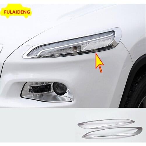 2pcs For Jeep Cherokee 2014-2018 ABS Chrome Front daytime running light decoration cover trim Car Styling Accessories