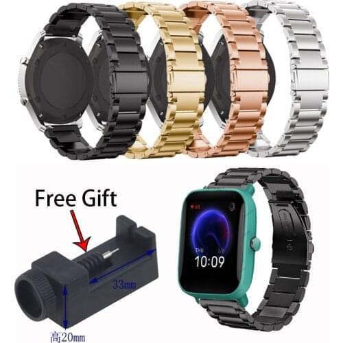 20mm Stainless Steel Watchband for Xiaomi Huami Amazfit /Samsung Galaxy active 2 3 /Huawei Watch GT 2 42mm 46mm Pro Watch Strap