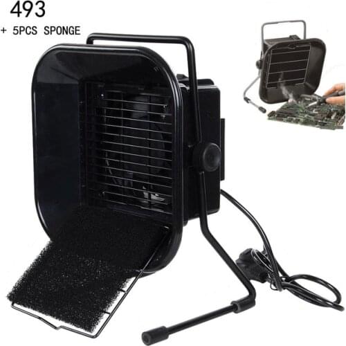220V EU/US Plug 493 Solder Smoke Absorber ESD Fume Extractor with 5 free Activated Carbon Filter Sponge