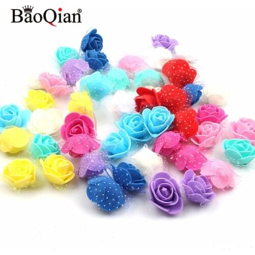 3.5cm 50Pcs Mini PE Foam Rose Heads Artificial Flowers For Home Garden DIY Pompom Wreaths Wedding Decor Fake Flowers Supplies