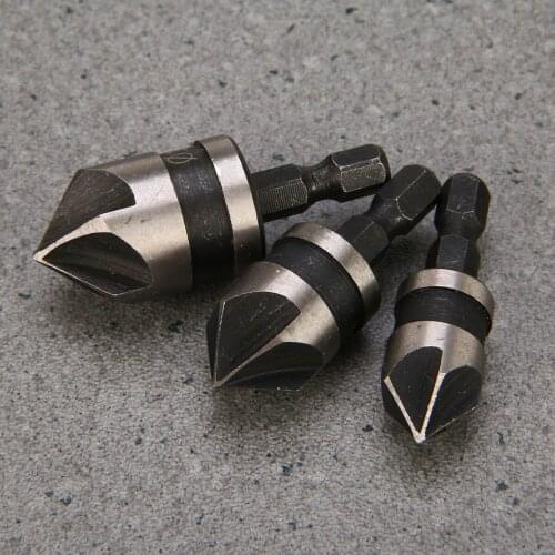 3pcs 12/16/19mm 90 Degree Countersink Drill Bit 1/4 Inch Hex Shank Chamfer Cutter for Woodworking Drill Bit