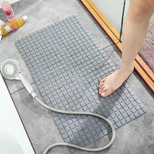 38*70cm PVC Rectangle Bathroom Mat with Suction Cup Eco-Friendly Anti-slip Mat Soft Flexible Pure Color Shower Mat