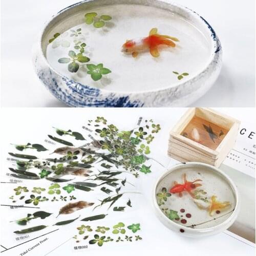 5Pcs 3D Leaves Clear Water Grass Film Sticker For Resin Goldfish Painting Jewely