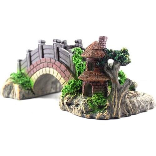 Fish Tank Toy Bridge Resin Home Decoration Accessories Rock Bridge Landscape Pavilion Aquarium Ornament