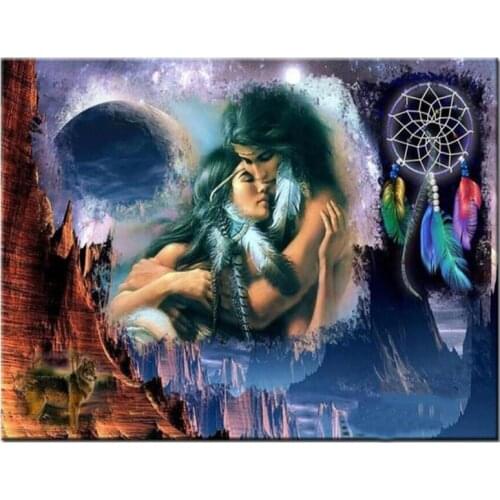 Diamond mazayka,Cross Stitch,square round Diamond Painting Indian couples 3d Embroidery,Mosaic,diamond,skull feather,love gift