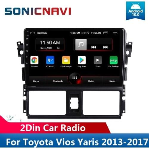 Car Radio For Toyota Vios Yaris 2013-2017 Android10.0 Bluetooth MP5 Player GPS 64G 4G WIFI Link 10.1inch Car Stereo Receiver