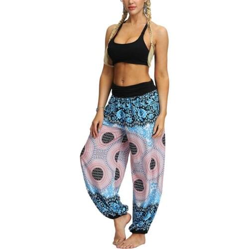Bohemian Summer Women Feather Print Hippy Baggy Loose Yoga Harem Pants Trousers Women Baggy Loose Yoga Harem Pants Trousers Hot