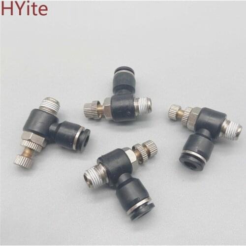 Black 4-12mm Tube - M5 1/8" 1/4" 3/8" 1/2" Male Thread Push to connect Fitting Elbow Pneumatic Speed Flow Controller Fittings