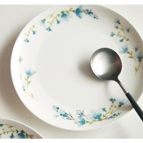 8Inch blue floral pastoral bone china decorative plate tableware dishes plates on-glazed steak pasta fruit plates kitchen dish