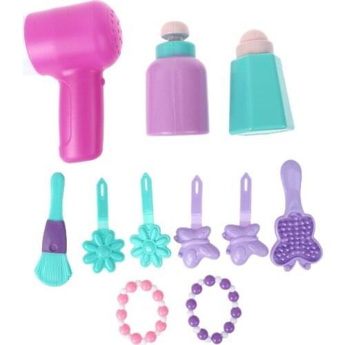 Kids Beauty Makeup Dressing Table Pretend Play Toy Set with Mirror Lights Music Sounds for Girls 3+ Years Birthday Gift Q9QB