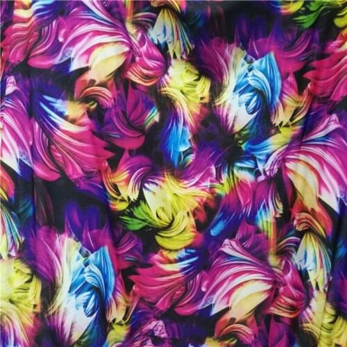 Elastic soft milk silk knitted colorful flower printing cloth fabric for sewing Latin dance DIY Materials For Homedecor 1Meter