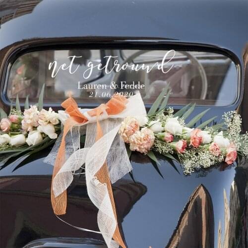 Dutch Wedding net getrouwd - Car Decal Decoration - Bruiloft Sticker Art Vinyl Stickers Custom Groom & Bride Name Date LC1279