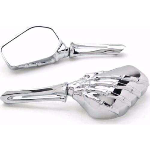 Chrome 3D Skull Claw Skeleton Rear View Mirrors For Harley Dyna Electra Glide Sportster 1200 883
