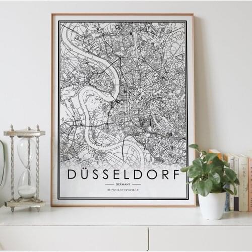 DÜSSELDORF city map Nordic Living Room Decoration Canvas Poster Modern Home Decor Art Print Painting