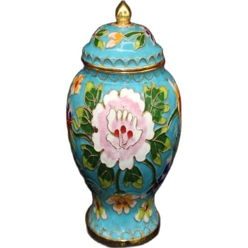 Chinese old craft cloisonne Painted storage jar Storage tank Decoration