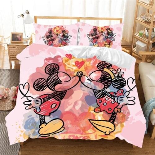 Mickey Mouse Bedding Set Single Twin Queen King Size Bedding Set Children kids Duvet Cover Pillow Cases Comforter Bedding Sets
