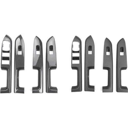 For Ford Bronco 2021 Car Door Window Lift Switch Cover Trim Frame Decorator Sticker Accessories, Carbon Fiber ABS