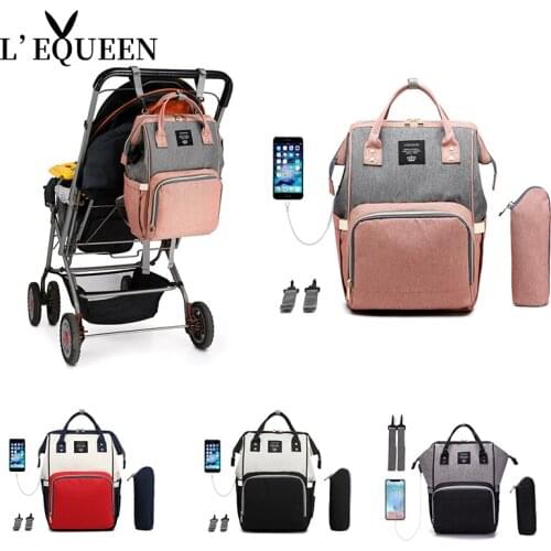 LEQUEEN USB Diaper Bag Baby Care Backpack For Mom Mummy Maternity Wet Bag Waterproof Baby Pregnant Baby Care Nappy Backpac