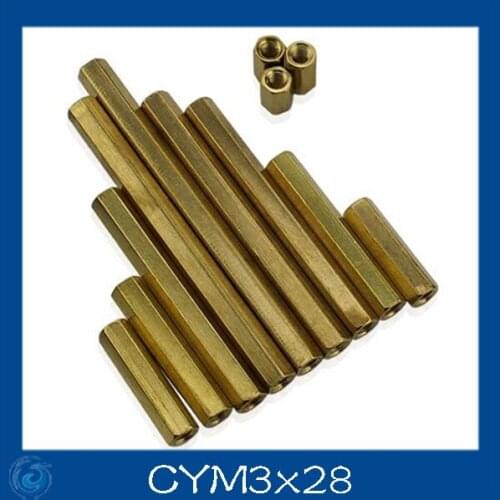 M3*28mm Double-pass Hexagonal Screw nut Pillar Copper Alloy Isolation Column For Repairing New High Quality