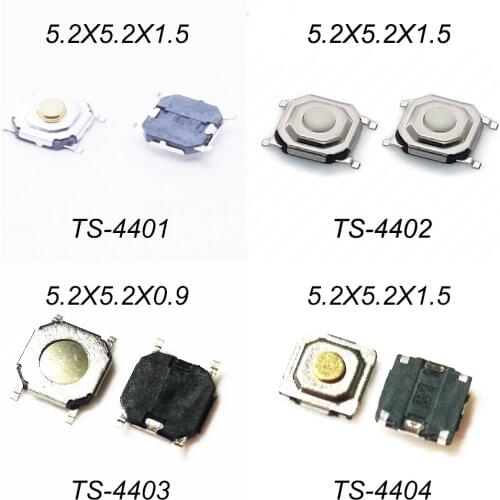 50pcs/lot Metal Momentary Tactile Push Button Switch 5.2x5.2x1.5mm U Type Silver Color Buttton 4pin SMD Surface Mount