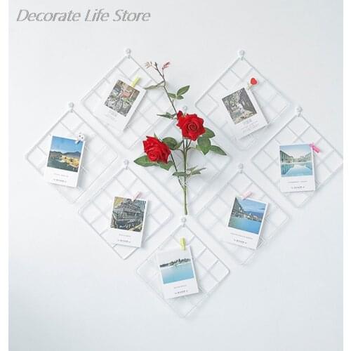 Multifunction Iron Metal Grid Wall Decor Photo Frame Wall Art Display Board
