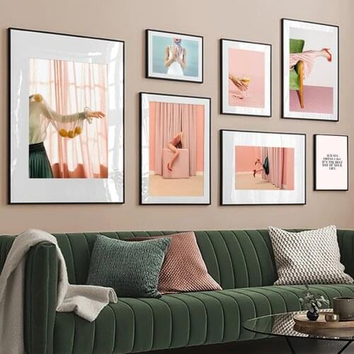 Pink Fashion Poster Sexy Woman Leg Canvas Print Wall Art Painting Photography Creative Picture Modern Salon Girl Room Decoration