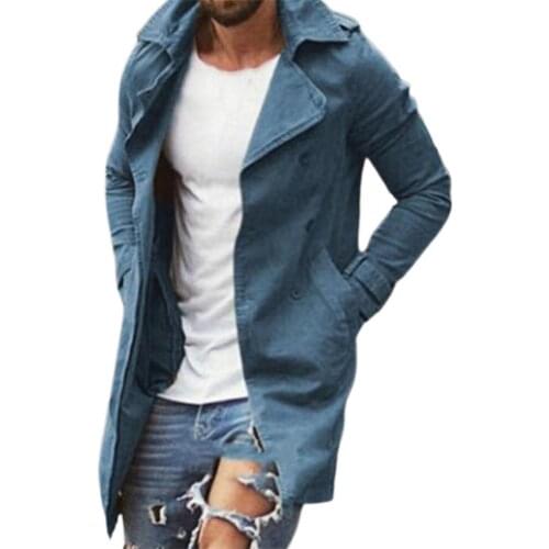 Mens Windbreaker Coat Windbreaker Cardigan Slim Solid Color Trench Coat Winter western style windproof cardigan Male Jacket