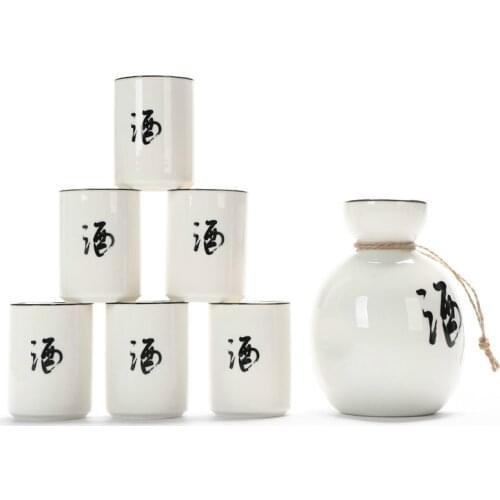 JapaneseStyle Wine Set Ceramic Wine Flask Small Wine Pot Sake Cup White Wine Glass Spirits Small Cup Wine Set Household Sake Set