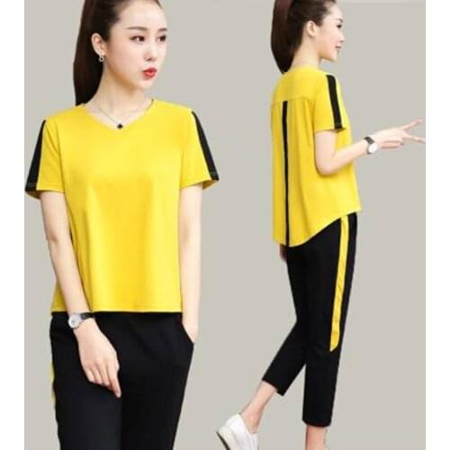 2020 New Fat MM Show Thin And Trendy Leisure Sports Set Summer WomenS Fashion Large Size Loose Leisure Comfortable wo piece set