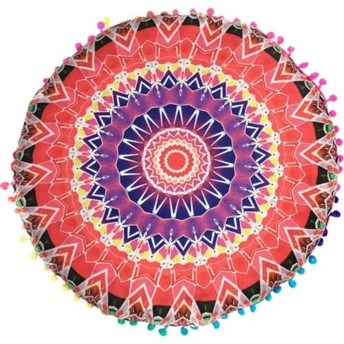 43*43CM Colorful Round Indian Mandala Floor Printed Pillows Cushions Pillows Case Textile Bohemian Pillow Home Decoration