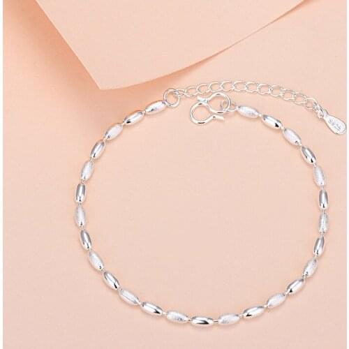 Silver Color Lucky Bead Charm Bracelet Adjustable Chain Bangle Couple Bracelets For Lovers Women Men Female Lady Girls Boys Gift