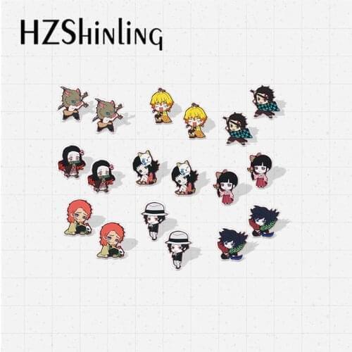 2019 New Cartoon Demon Slayer Kimetsu no Yaiba Anime Acrylic Resin Earrings Handcraft Epoxy Acrylic Earrings Gifts