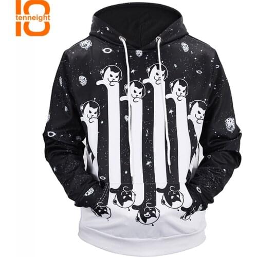 TENNEIGHT Autumn/winter outdoor sports sweatshirts men hooded creative finger cat 3D sweater mens training sweatshirts coat